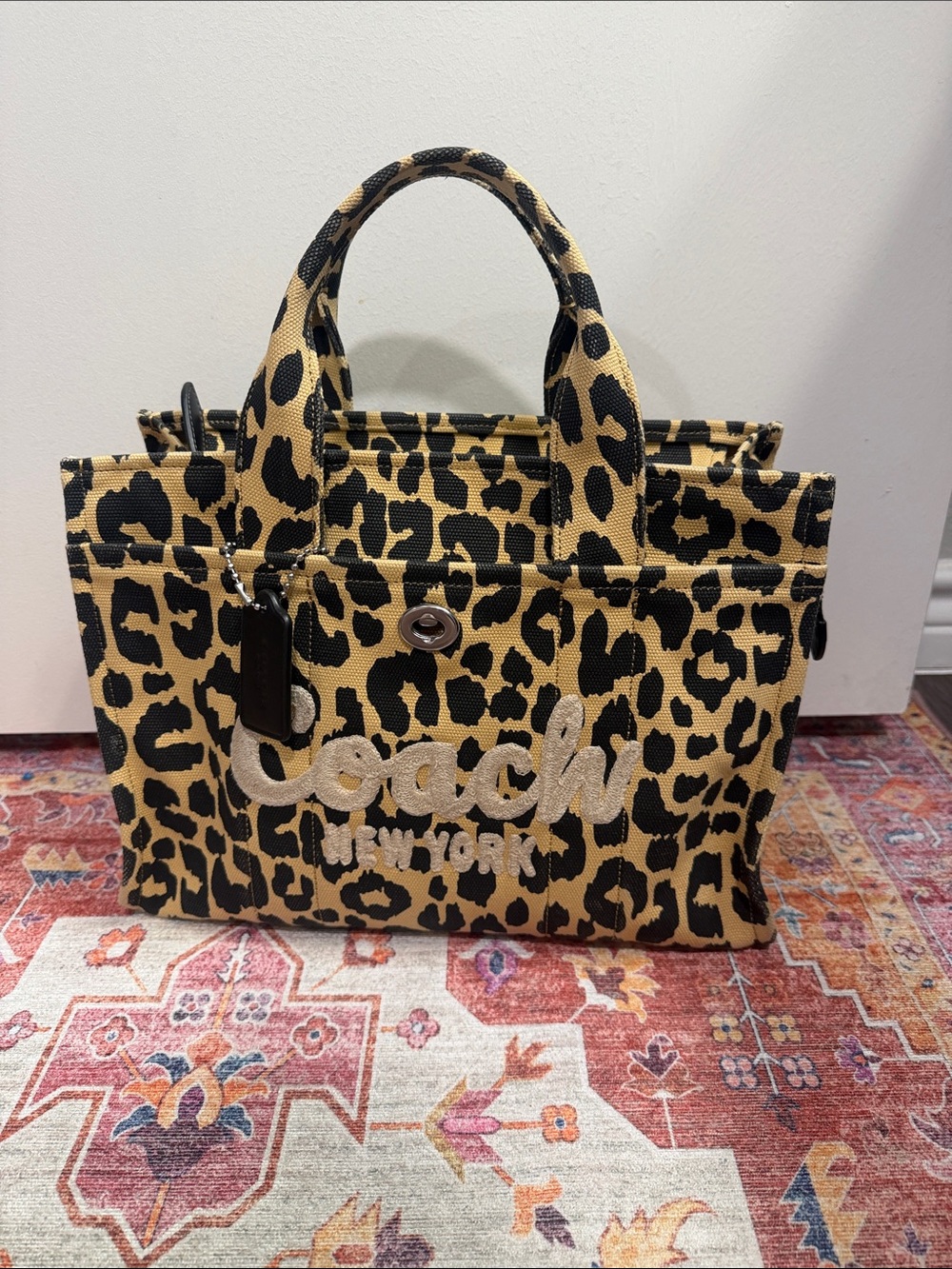 Coach Leopard Print Canvas Tote - Tan & Black